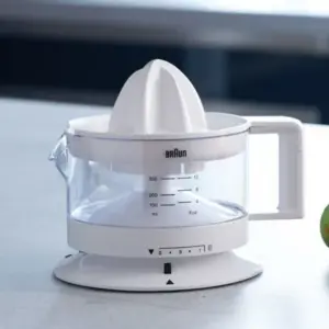 Braun Juicer, 20 Watts, 350ML, Left-And-Right Rotation, Automatic Start and Stop, Adjustable Fruit Pulp Control, Practical Scale, White | CJ3000