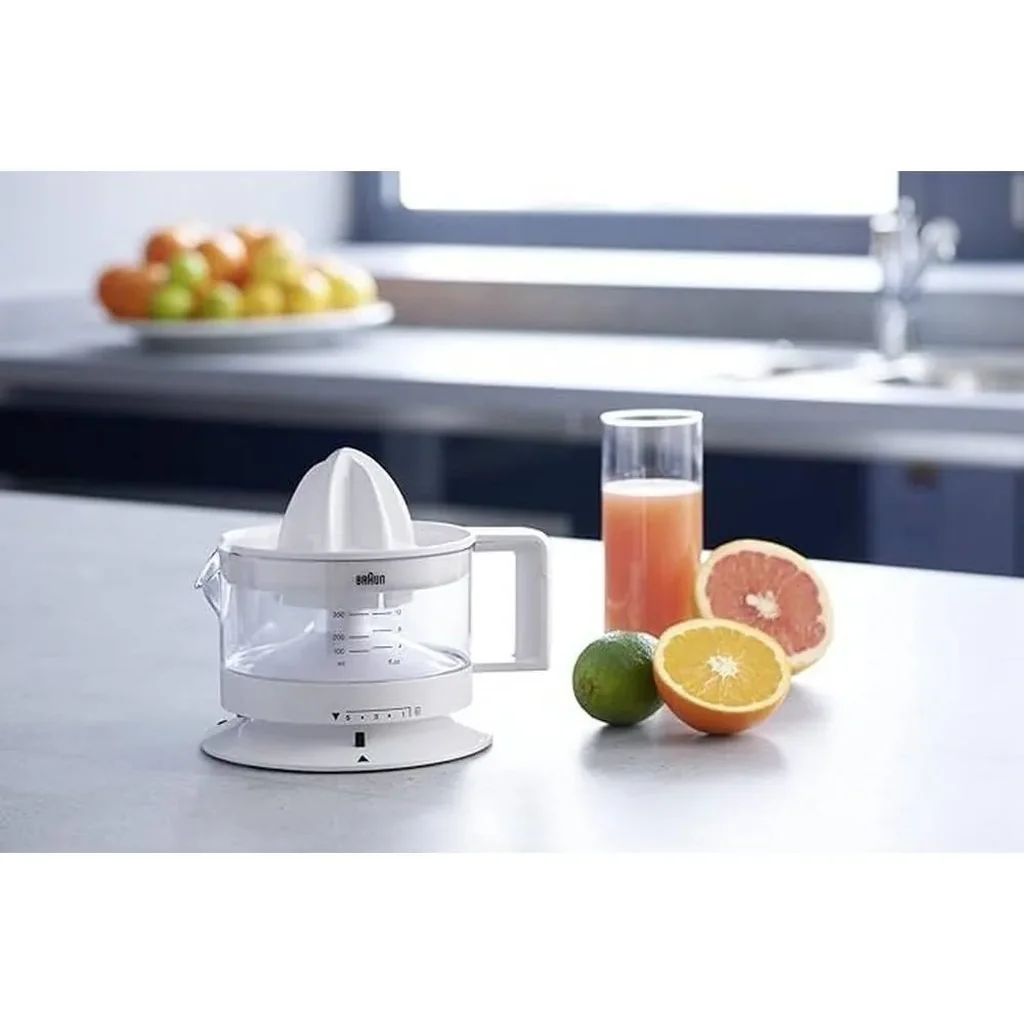 Braun Juicer, 20 Watts, 350ML, Left-And-Right Rotation, Automatic Start and Stop, Adjustable Fruit Pulp Control, Practical Scale, White | CJ3000 - Image 7