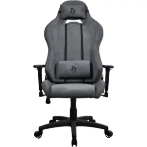 Arozzi Torretta Series Gaming Chair, Soft Fabric Material, 3D Armrests, Adjustable Height & Backrest, Adjustable Lumbar Pillow, Rocking Function, 120kg Weight Capacity, Ash | TORRETTA-SFB-ASH2
