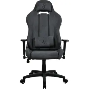Arozzi Torretta Series Gaming Chair, Soft Fabric Material, 3D Armrests, Adjustable Height & Backrest, Adjustable Lumbar Pillow, Rocking Function, 120kg Weight Capacity, Dark Gray | TORRETTA-SFB-DG2