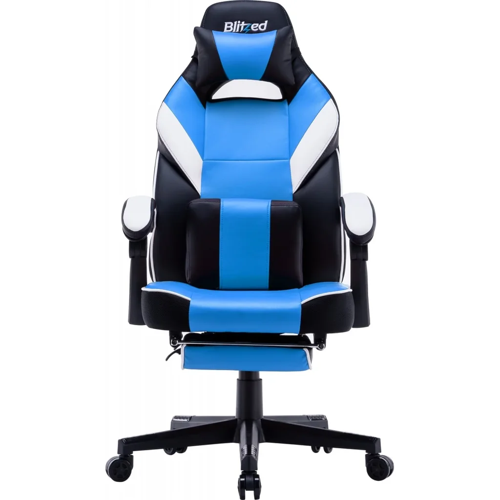 Blitzed Gaming Chair With Retractable Footrest Porto - Blue/Black | PORTOBLUE - Image 3