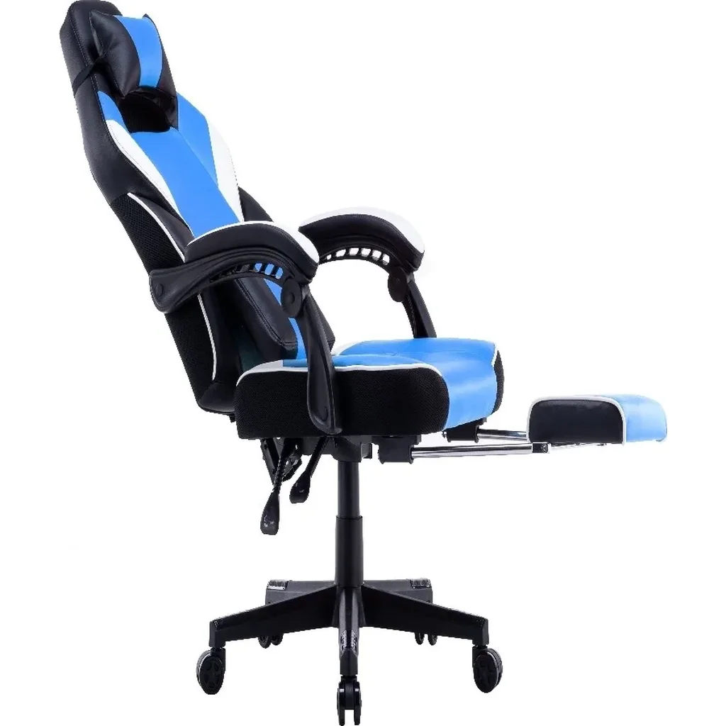 Blitzed Gaming Chair With Retractable Footrest Porto - Blue/Black | PORTOBLUE - Image 4