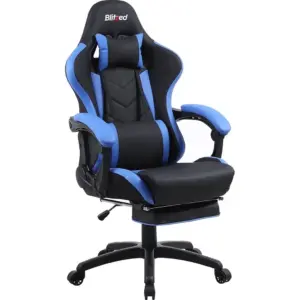 Blitzed Gaming Racing Style Chair With Retractable Footrest Nairobi- Blue/Black | NAIROBIBLUE