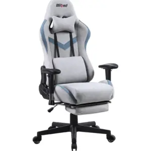Blitzed Gaming Chair Racing Style With Retractable Footrest Bali - Grey | BALIGREY