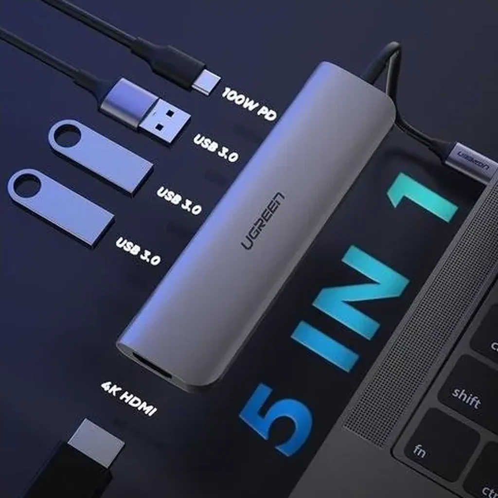 UGreen 5-in-1 USB C Hub with 4K HDMI, Support 100W PD Charging, 5Gbps Data Transfer | 50209 - Image 2