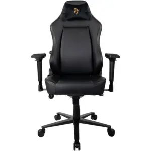 Arozzi Primo Pu Gaming Chair Max Comfort Velour Head Pillow Lumbar adjustment - Black - Gold logo | PRIMO-PU-GD