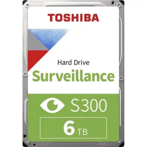 TOSHIBA S300 3.5" 6TB Surveillance SATA 6.0 Gbit/s Internal Hard Drive, 184MB/s Typ Data Transfer Speed, 5400 RPM Speed, 24/7 Operation, Supports 64 Cameras, 180TB/Year Workload | HDWT860UZSVA