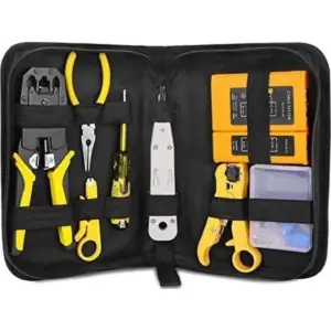 Bikuul RJ45 Crimping Tool Kit for RJ11/RJ12/CAT5/CAT6/Cat5e, Professional Computer Maintenance Lan Cable Tester Network Repair Tool Set Wire Crimper Wire Connector Stripper Cutter