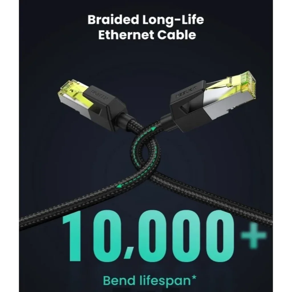 UGreen Cat 7 Shielded Round Cable With Braided Modular RJ45 Ethernet 1M Cable Plugs | 80421 - Image 3