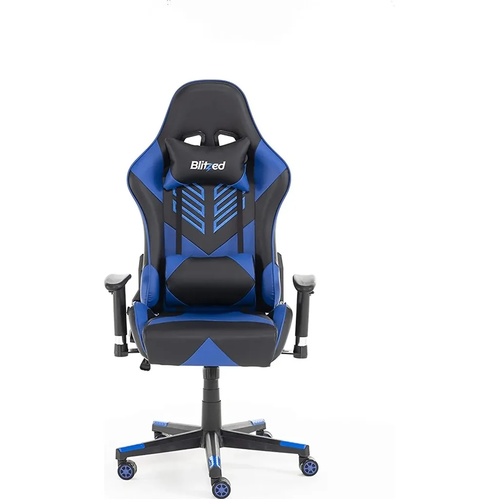 Blitzed Budget Adonis Faux Leather Racing Syle Gaming Chair Without Head Pillow And Lumbar Cushion Without Footrest - Blue