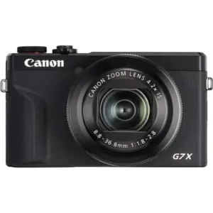 Canon PowerShot G7 X Mark III Camera, 3.0" 1.04m-Dot Tilting Touchscreen LCD, 20.2MP 1" Stacked CMOS Sensor, 4.2x Optical Zoom f/1.8-2.8 Lens, DIGIC 8 Image Processor, Wi-Fi & BT, Black | 3637C001