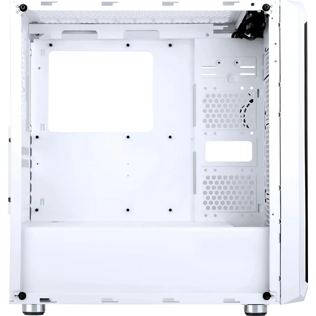 Abkon Core H301G Sync, Mesh Design+ Glass Front Panel - Black Tempered Glass left panel - USB3.0*1 + USB1.1*2, HD Audio White - RGB | H301G - Image 3