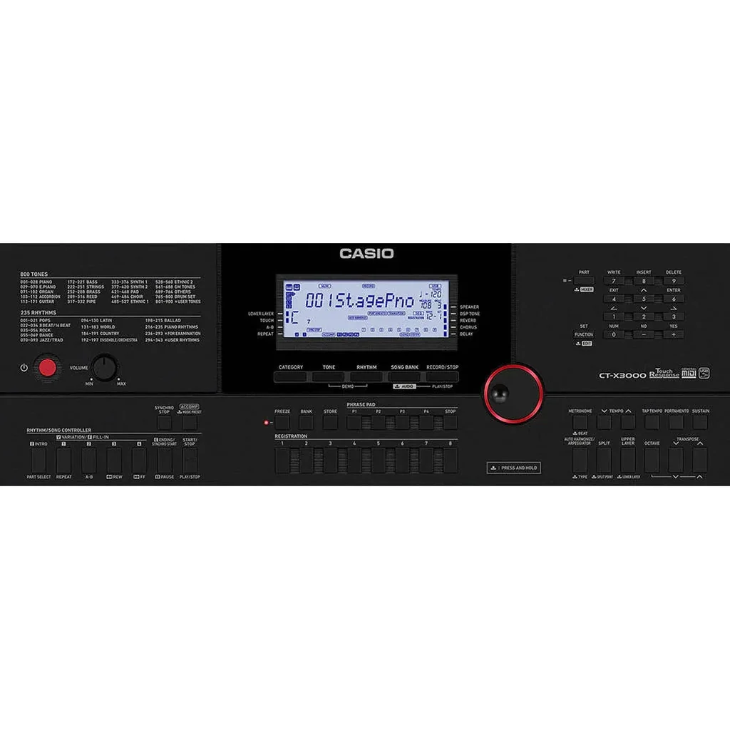 Casio CT X3000 61 Key Portable Arranger Keyboard AiX Sound Engine, 800 Tones, 17 Track MIDI Recorder, 6W 2 Speakers, USB/Battery Powered, Black | CT-X3000 - Image 5