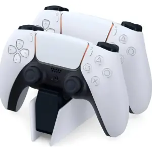 Sony PlayStation 5 DualSense Charging Station, Dual Charging Ports, Fast Charging, Anti-Slip Base, LED Charging Indicators, Easy Docking, Free Up USB Ports, Click-in Design, White | 3005837