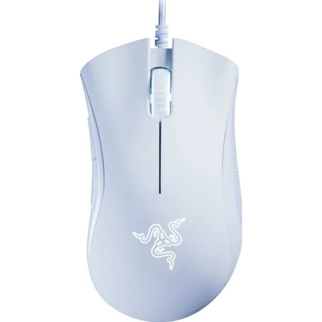 Razer DeathAdder Essential Wired Gaming Mouse with 6,400 DPI Optical Sensor, 5 Prog Buttons, Mechanical Switches, Ergonomic Form Factor, Standard Stock Feet, 10M Clicks, White | RZ01-03850200-R3M1