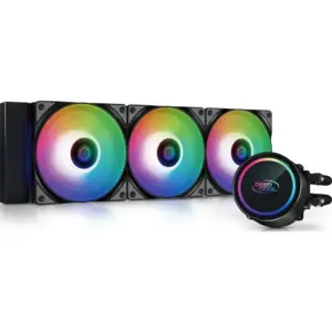 Deepcool Gammax L360 A-RGB WH AIO Liquid Cooler, 500-1800 RPM Fan Speed, 69.34 CFM Airflow, Hydro Bearing, 4 Pin PWM Fan Connector, 12 VDC Rated Voltage, Black | DP-H12CF-GL360-ARGB