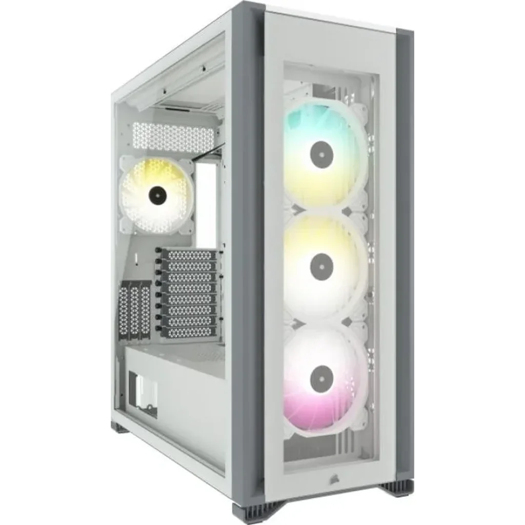 Corsair iCUE 7000X RGB Tempered Glass Full-Tower ATX PC Case, 4x SP140 RGB Pre-Installed Fan, Up to 360mm Radiator & 12x 120mm Fan Support, White | CC-9011227-WW
