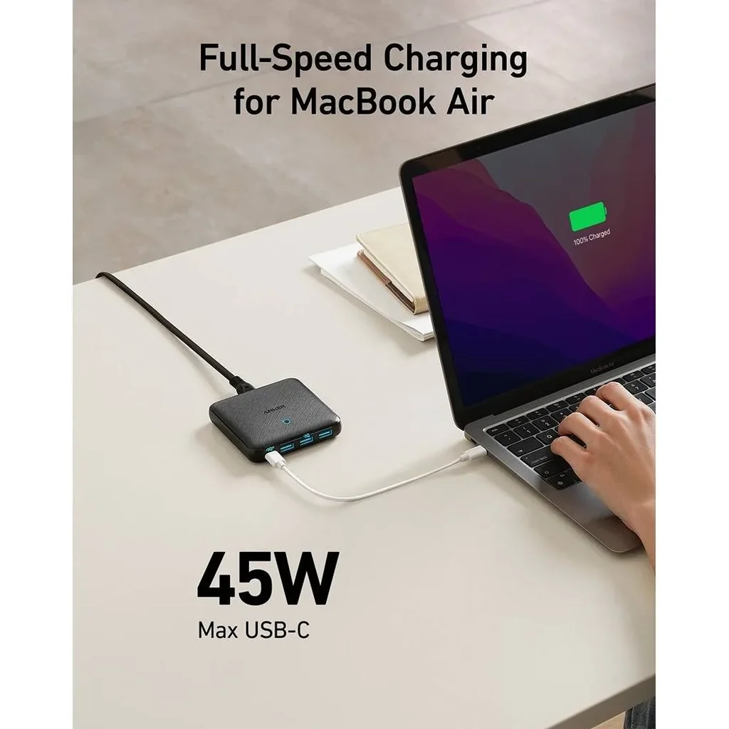 Anker PowerPort Slim 65W PD+4 Charger, 65W 4 Port PIQ 3.0&GaN Fast Charger Adapter, PowerPort Atom III Slim Wall Charger, a 45W Power Delivery Port, Superior Safety, Black | AN.A2045K11.BK - Image 4