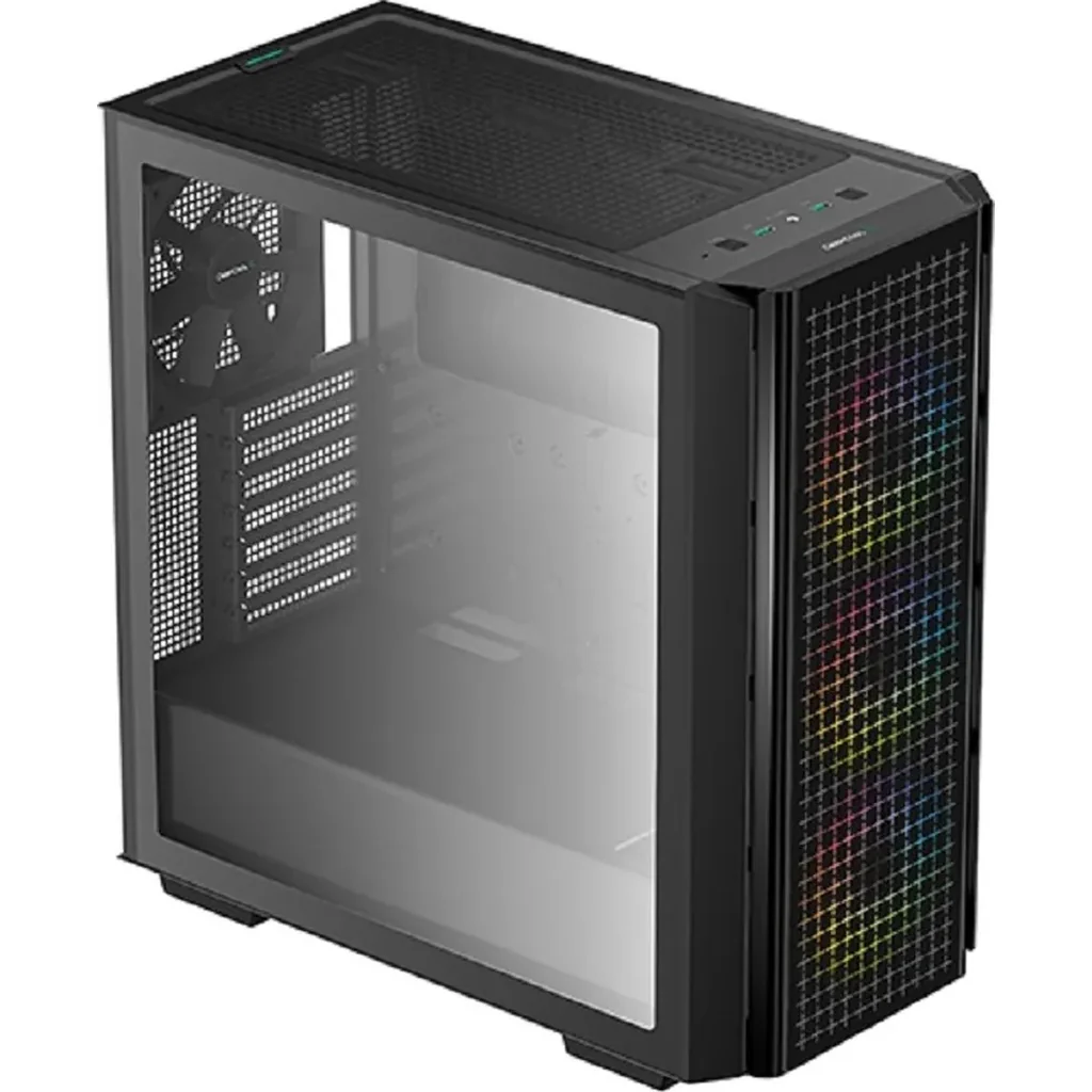 DeepCool CG540 Mid Tower Tempered Glass Side & Front Window Panel Case, 175mm, Addressable RGB LED Fans, 2xUSB 3.0, ATX PS2, Black | R-CG540-BKAGE4-G-1 - Image 2