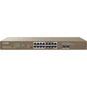 Tenda TEG1118P-16-250W 16GE+2SFP Ethernet Switch With 16-Port PoE, 36bps Switch Capacity, 100-240V AC 50/60Hz Input Voltage, 6KV Lightning Protection, 250W Power Supply | TEG1118P-16-250W