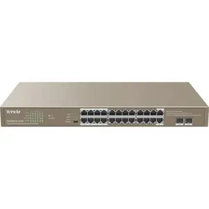 Tenda TEG1126P 24GE+2SFP Ethernet Switch 24-Port PoE, 100/1000Mbps, 48Gbps Switching Capacity, 410W Power, 4 Modes | TEG1126P-24-410W