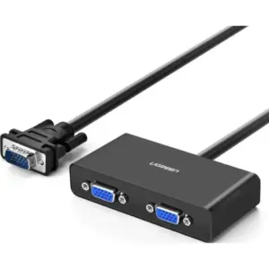 Ugreen VGA Splitter 1 in 2 Out Computer Monitor SVGA Port, Built In Signal Booster, With 1M Cable Support 1080P, 60Hz for Laptop PC to Monitor, Black | 40254