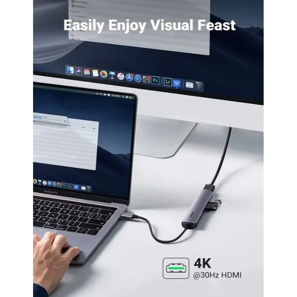 Ugreen USB-C to USB Adapter USB-C HDMI Dongle, With 4K HDMI Output, 4 USB 3.0 Ports, Compatible for MacBook Pro/iPad Pro/XPS Pixel Book | 20197 - Image 4