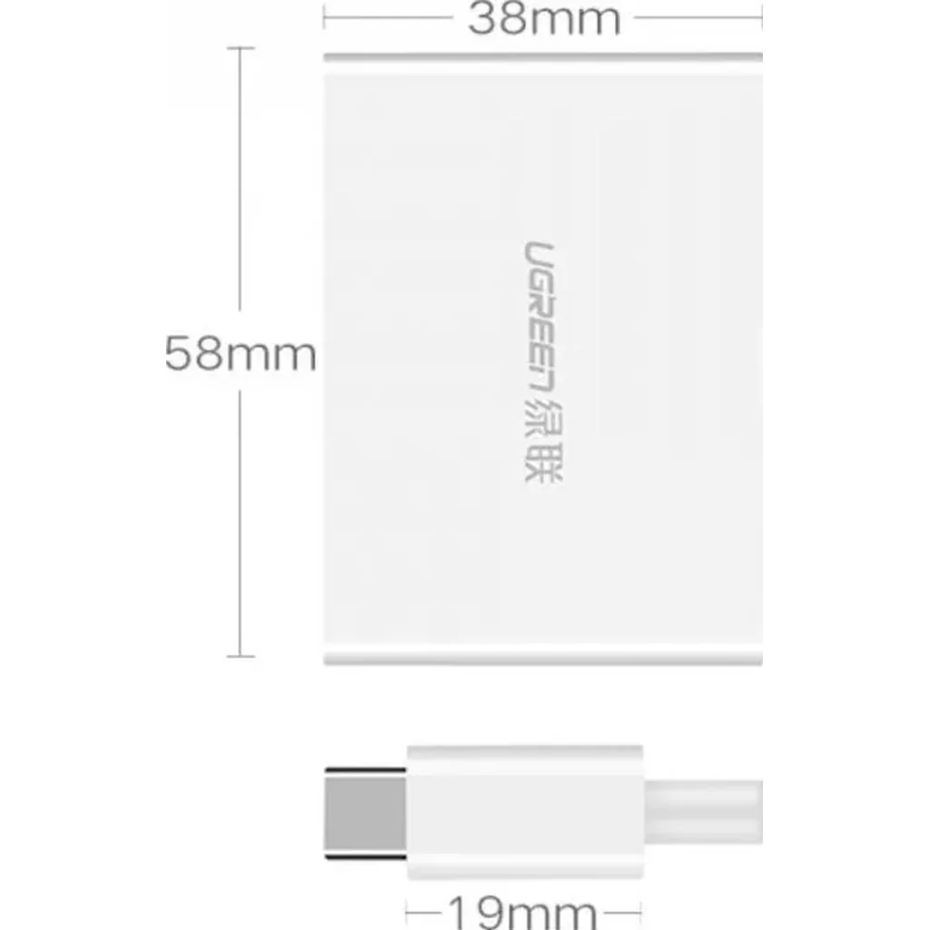 UGreen USB-C To HDMI & VGA Converter, 15Cm Cable Length, Scratch Resistant ABS Plastic, White | 30843 - Image 3
