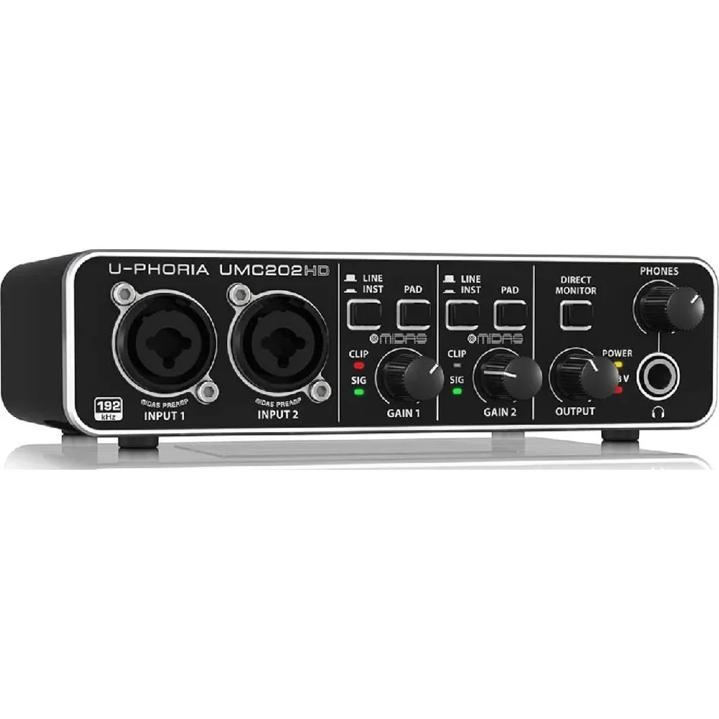 Behringer UMC202HD U-Phoria USB Audio Interface, 2x2 Channel, Midas Mic Preamps, 24 Bit 192kHz Resolution, Phantom Power, Zero Latency Monitoring, Combo XLR TRS Inputs | UMC202HD - Image 3