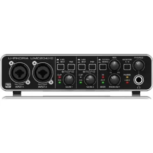 Behringer U Phoria UMC204HD 2 In/4 Out USB Audio/MIDI Interface w/ Midas Preamps, 24 Bit/192 kHz, Inserts & Zero Latency Monitoring | UMC204HD