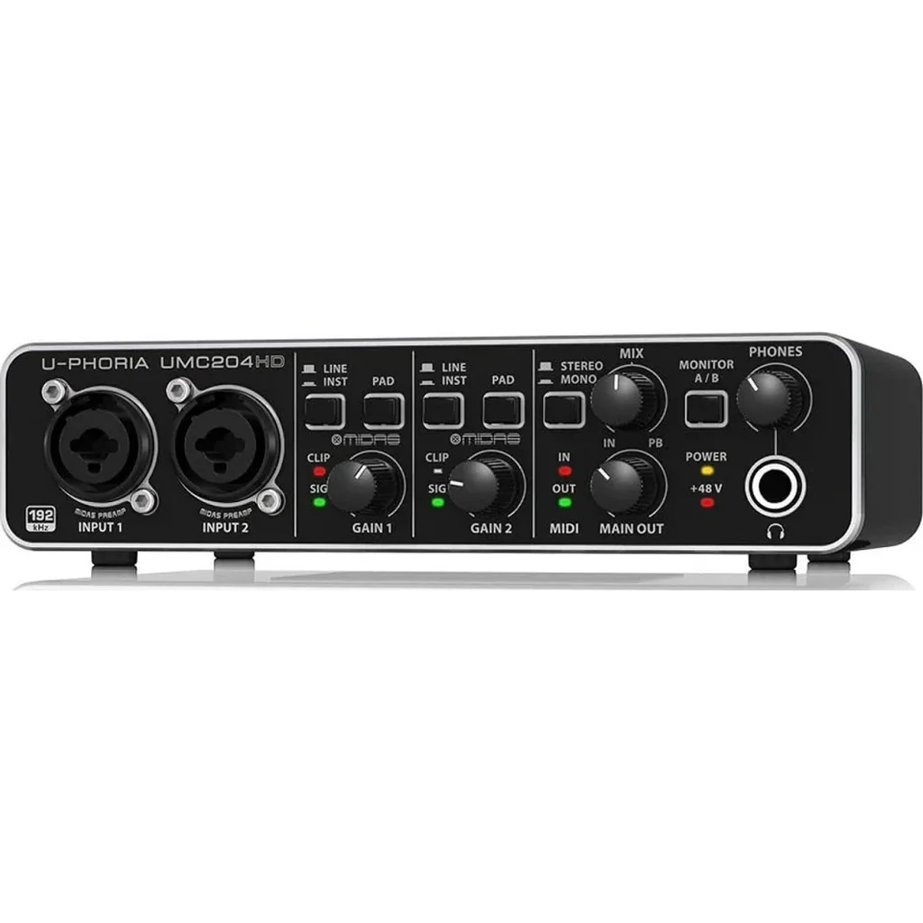 Behringer U Phoria UMC204HD 2 In/4 Out USB Audio/MIDI Interface w/ Midas Preamps, 24 Bit/192 kHz, Inserts & Zero Latency Monitoring | UMC204HD - Image 2