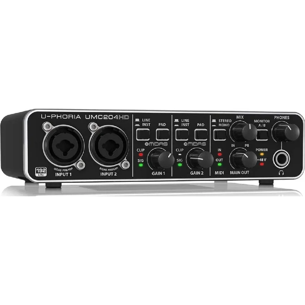 Behringer U Phoria UMC204HD 2 In/4 Out USB Audio/MIDI Interface w/ Midas Preamps, 24 Bit/192 kHz, Inserts & Zero Latency Monitoring | UMC204HD - Image 3