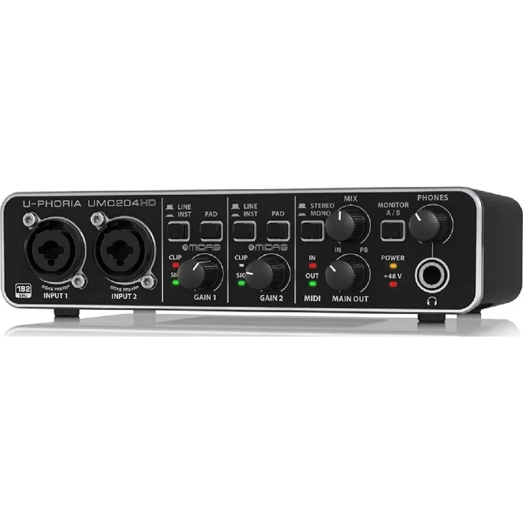 Behringer U Phoria UMC204HD 2 In/4 Out USB Audio/MIDI Interface w/ Midas Preamps, 24 Bit/192 kHz, Inserts & Zero Latency Monitoring | UMC204HD - Image 4