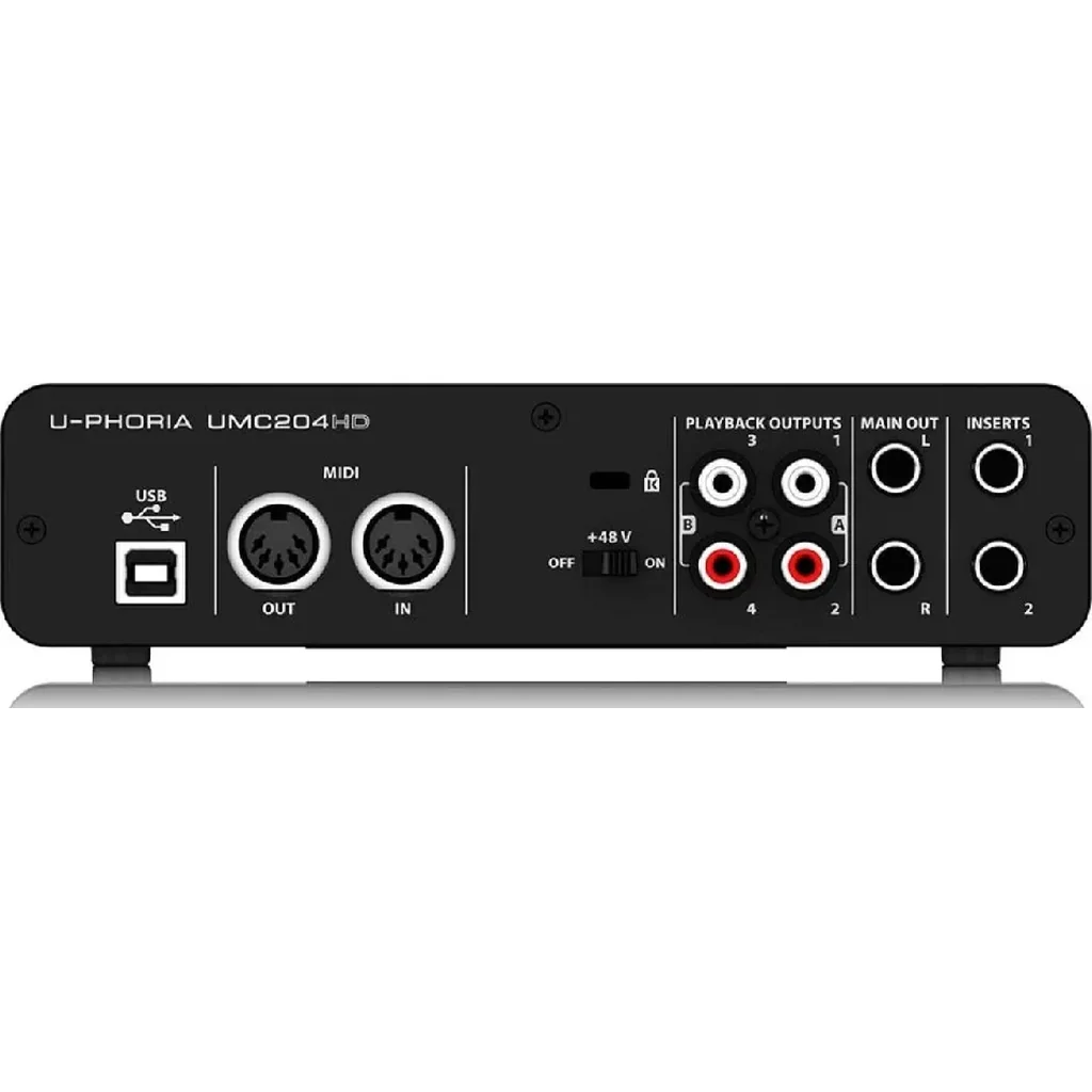 Behringer U Phoria UMC204HD 2 In/4 Out USB Audio/MIDI Interface w/ Midas Preamps, 24 Bit/192 kHz, Inserts & Zero Latency Monitoring | UMC204HD - Image 5