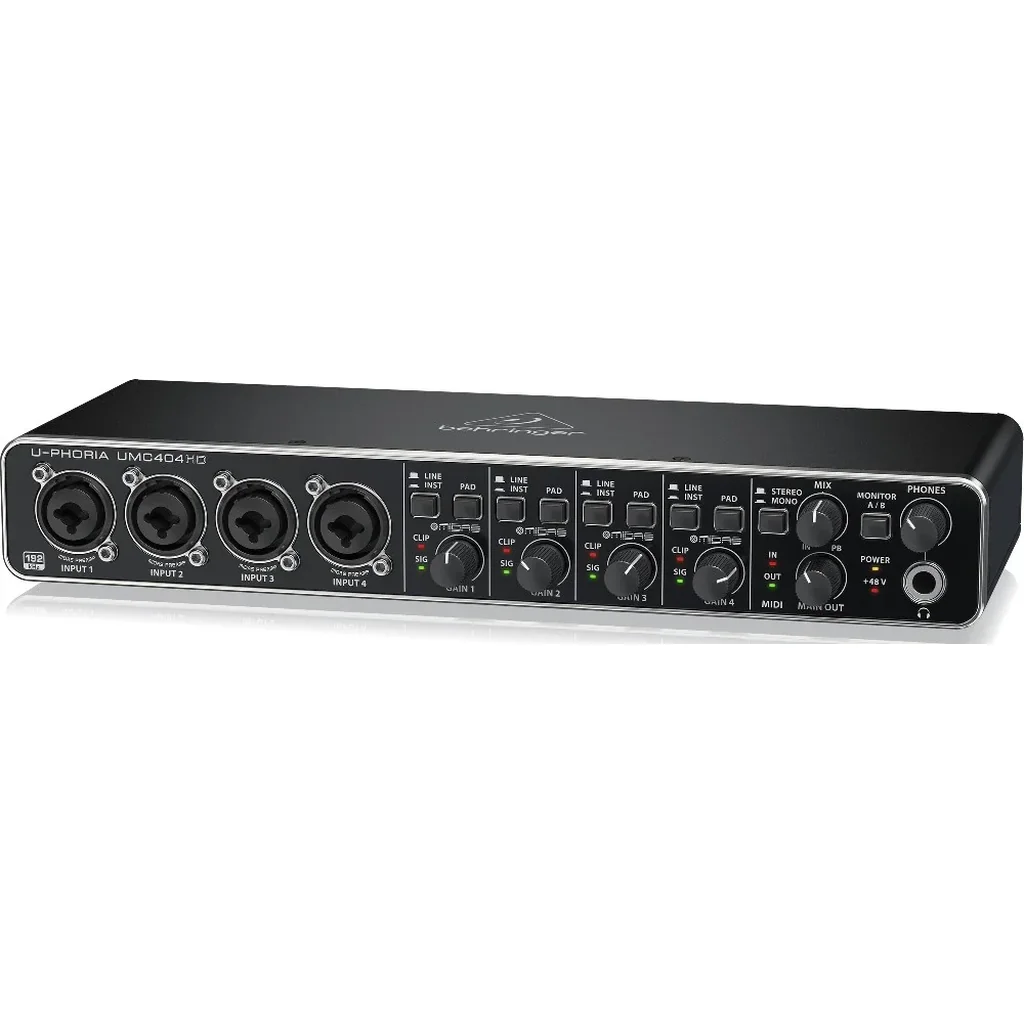 Behringer U Phoria UMC404HD 4-In/4-Out USB Audio Interface w/ Midas Preamps, 24 Bit/192 kHz, MIDI I/O & Inserts | UMC404HD - Image 4